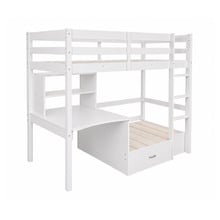 Auren Convertible Single Bunk Bed with Desk & Mattress